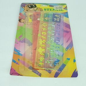 Vintage Garfield Cat Stencils & Rulers Set of 4 Numbers Alphabet NEW Shenny